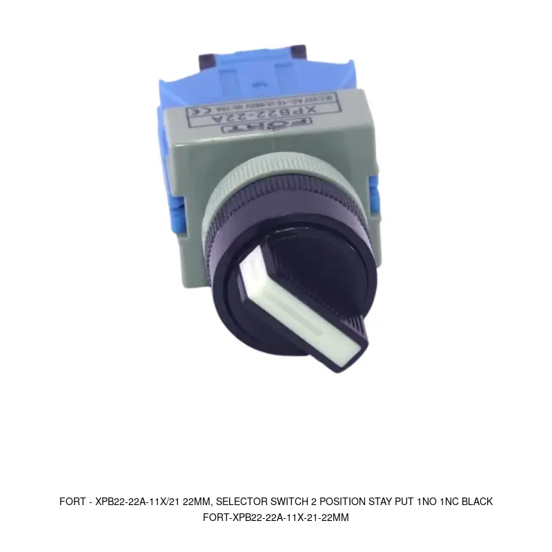 Fort XPB22-22A-11X/21 22MM, SELECTOR SWITCH 2 POSITION STAY PUT 1NO 1NC BLACK