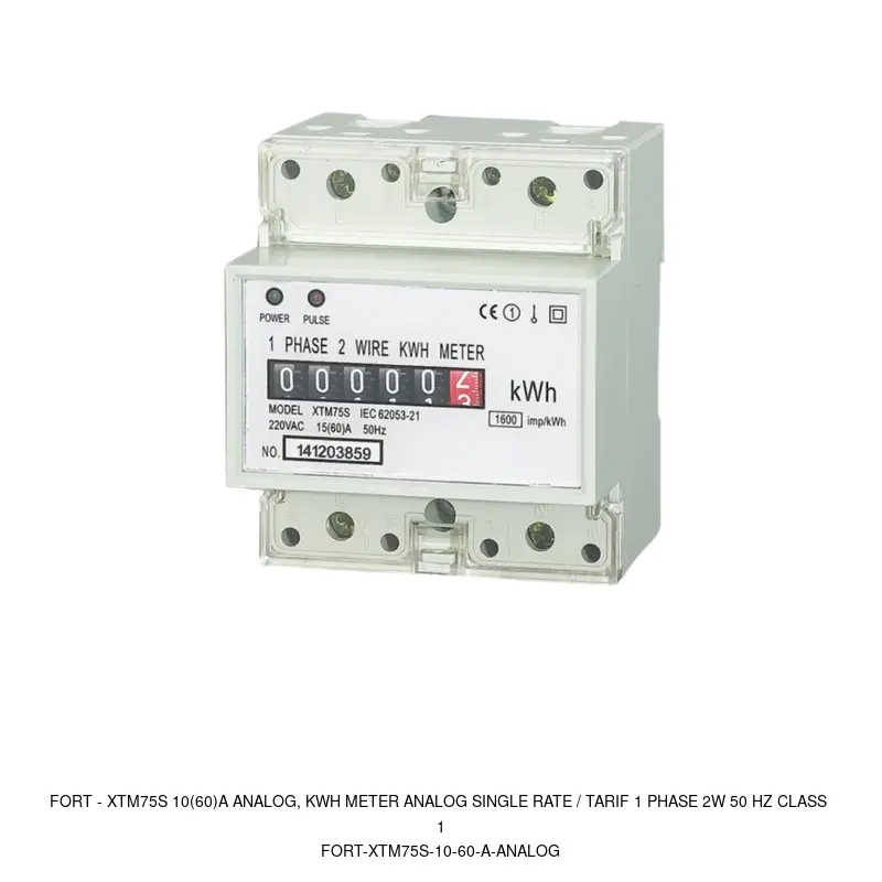 Fort XTM75S 10(60)A ANALOG, KWH METER ANALOG SINGLE RATE / TARIF 1 PHASE 2W 50 HZ CLASS 1