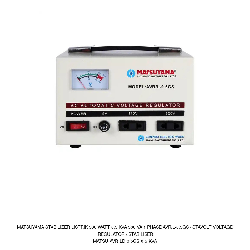Matsuyama Matsuyama Stabilizer Listrik 500 Watt 0.5 KVA 500 VA 1 Phase AVR/L-0.5GS / Stavolt Voltage Regulator / Stabiliser