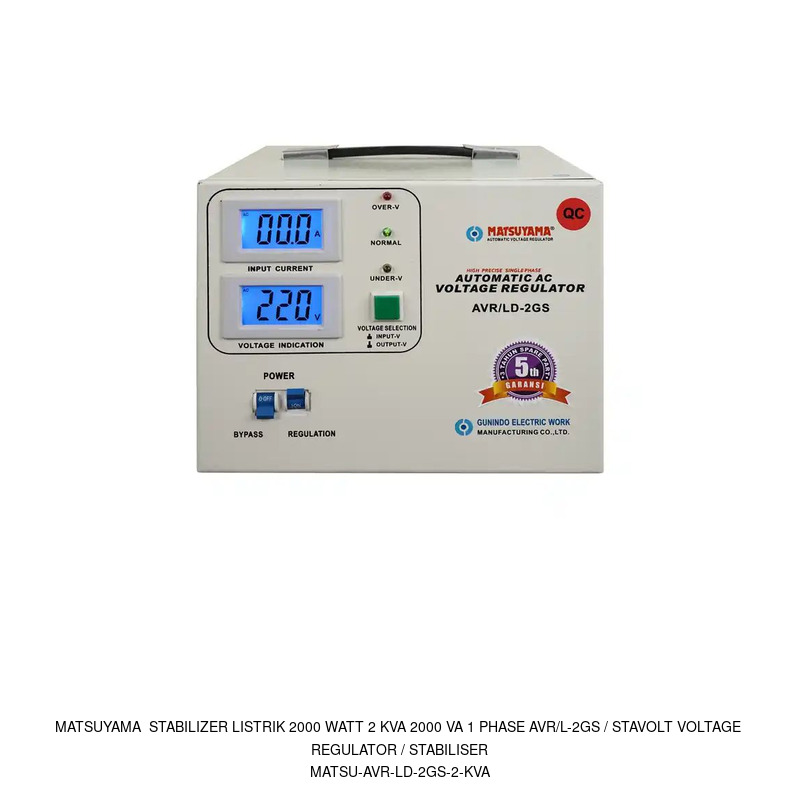 Matsuyama Matsuyama Stabilizer Listrik 2000 Watt 2 KVA 2000 VA 1 Phase AVR/L-2GS / Stavolt Voltage Regulator / Stabiliser