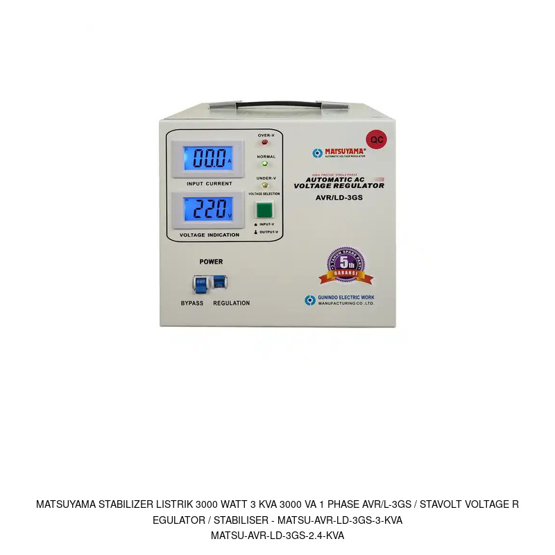 Matsuyama Matsuyama Stabilizer Listrik 3000 Watt 3 KVA 3000 VA 1 Phase AVR/L-3GS / Stavolt Voltage Regulator / Stabiliser