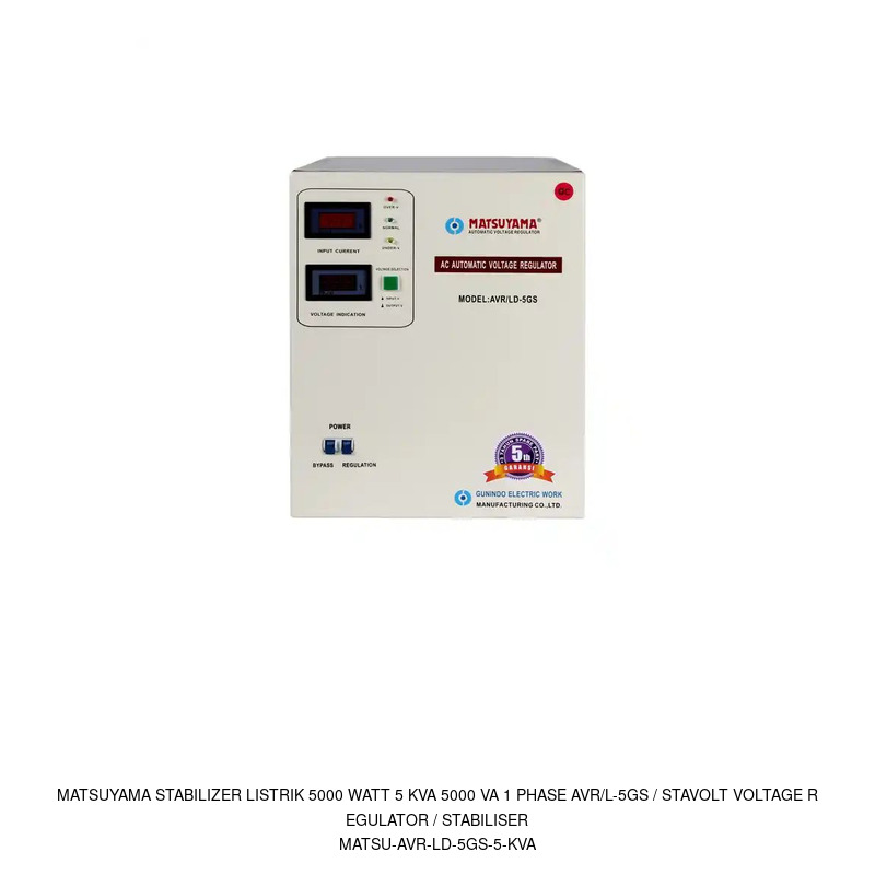 Matsuyama Matsuyama Stabilizer Listrik 5000 Watt 5 KVA 5000 VA 1 Phase AVR/L-5GS / Stavolt Voltage Regulator / Stabiliser