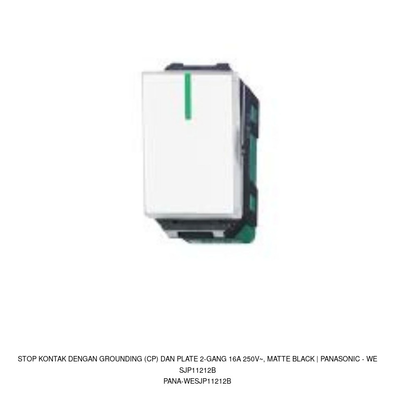 Panasonic Stop Kontak dengan Grounding (CP) dan plate 2-Gang 16A 250V~, Matte Black | Panasonic - WESJP11212B
