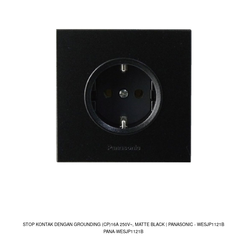 Panasonic Stop Kontak dengan Grounding (CP)16A 250V~, Matte Black | Panasonic - WESJP1121B