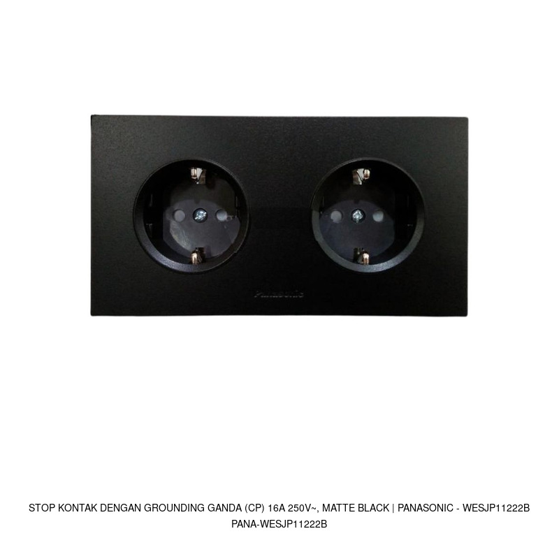 Panasonic Stop Kontak dengan Grounding Ganda (CP) 16A 250V~, Matte Black | Panasonic - WESJP11222B