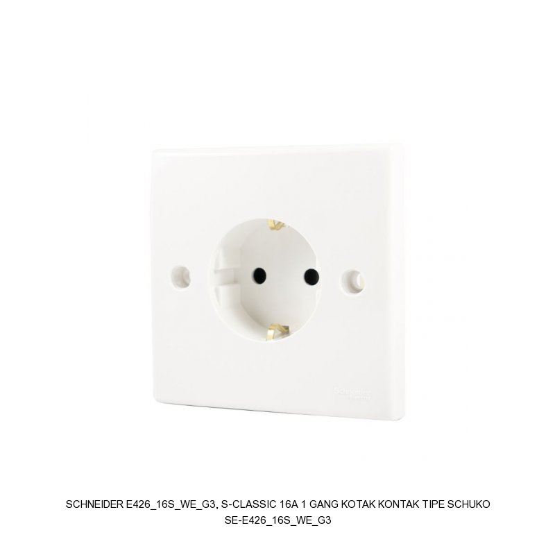 Schneider Electric E426_16S_WE_G3, S-CLASSIC 16A 1 GANG KOTAK KONTAK TIPE SCHUKO