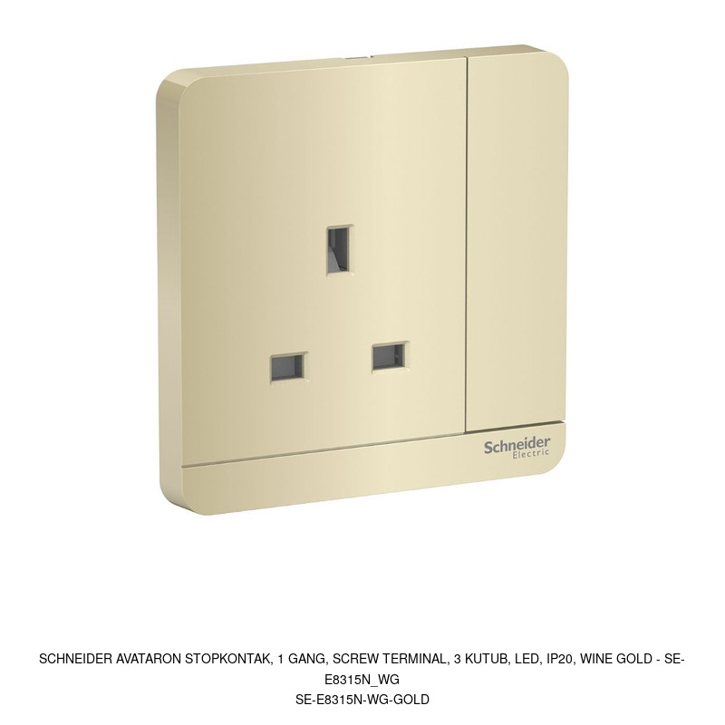 Schneider Electric AvatarOn Stopkontak, 1 gang, screw terminal, 3 kutub, LED, IP20, wine gold