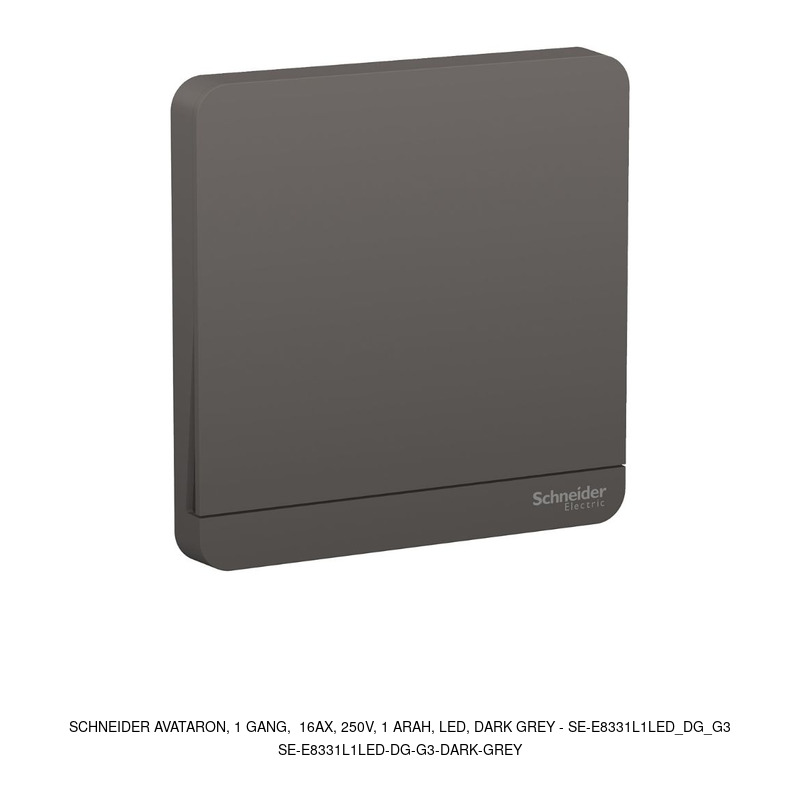 Schneider Electric AvatarOn, 1 gang, 16AX, 250V, 1 arah, LED, dark grey