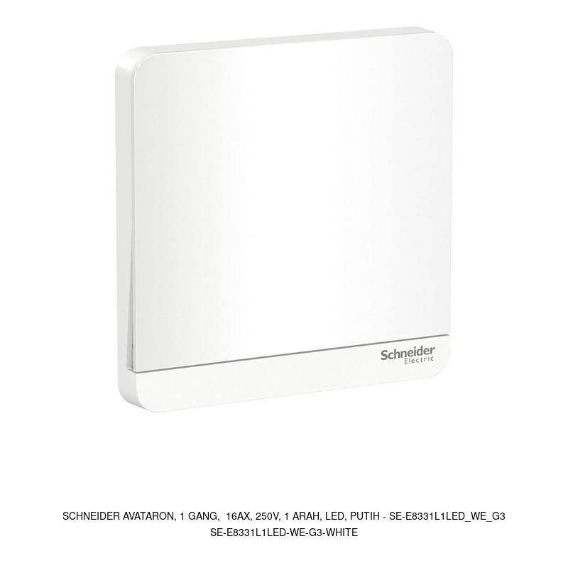 Schneider Electric AvatarOn, 1 gang, 16AX, 250V, 1 arah, LED, putih