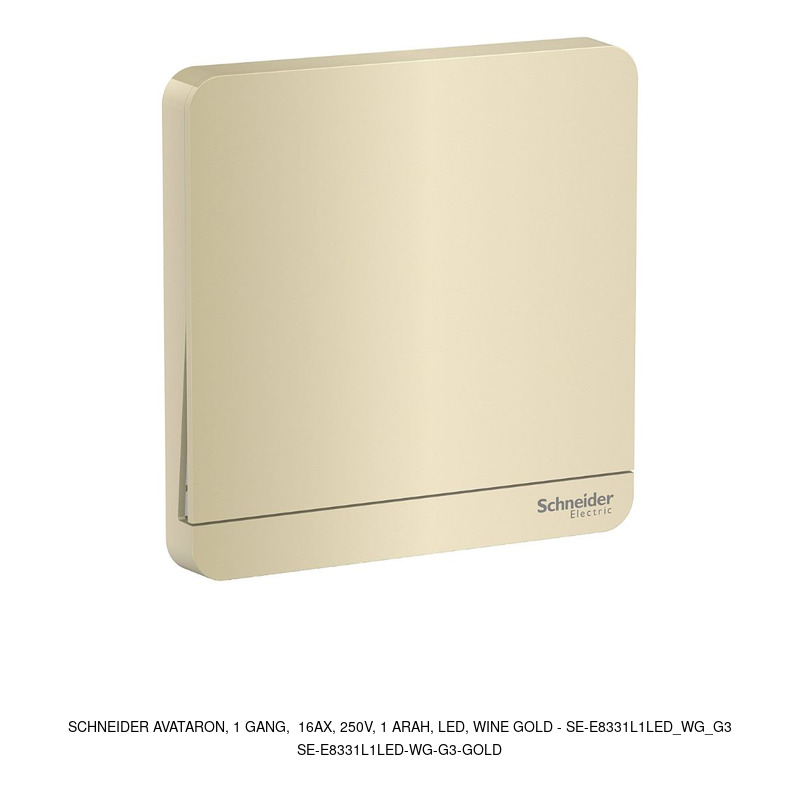 Schneider Electric AvatarOn, 1 gang, 16AX, 250V, 1 arah, LED, wine gold