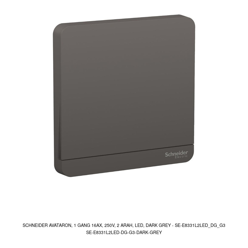 Schneider Electric AvatarOn, 1 gang 16AX, 250V, 2 arah, LED, dark grey