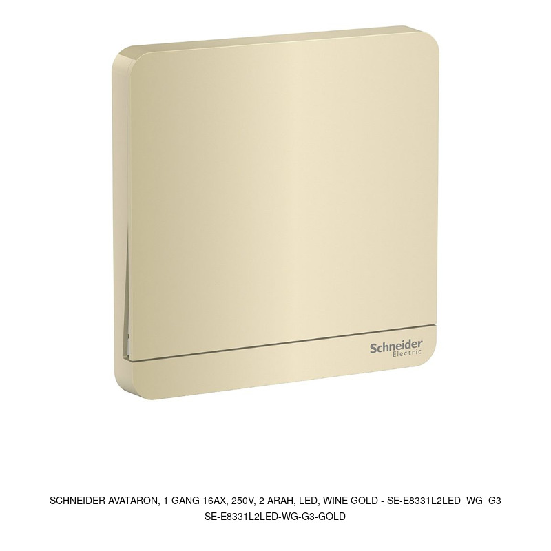Schneider Electric AvatarOn, 1 gang 16AX, 250V, 2 arah, LED, wine gold