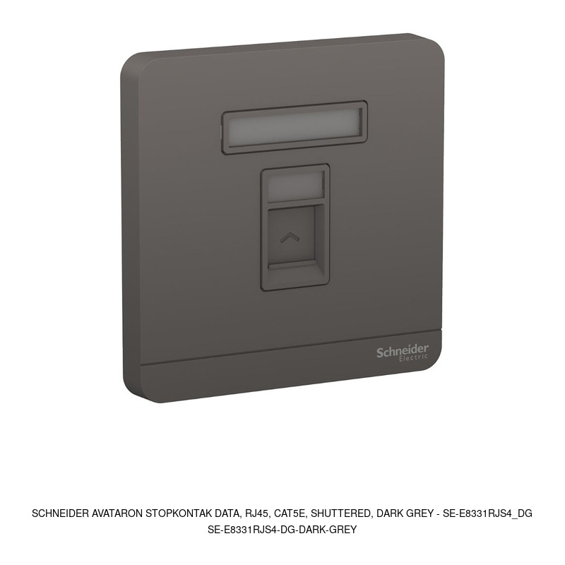 Schneider Electric AvatarOn Stopkontak data, RJ45, cat5e, shuttered, dark grey