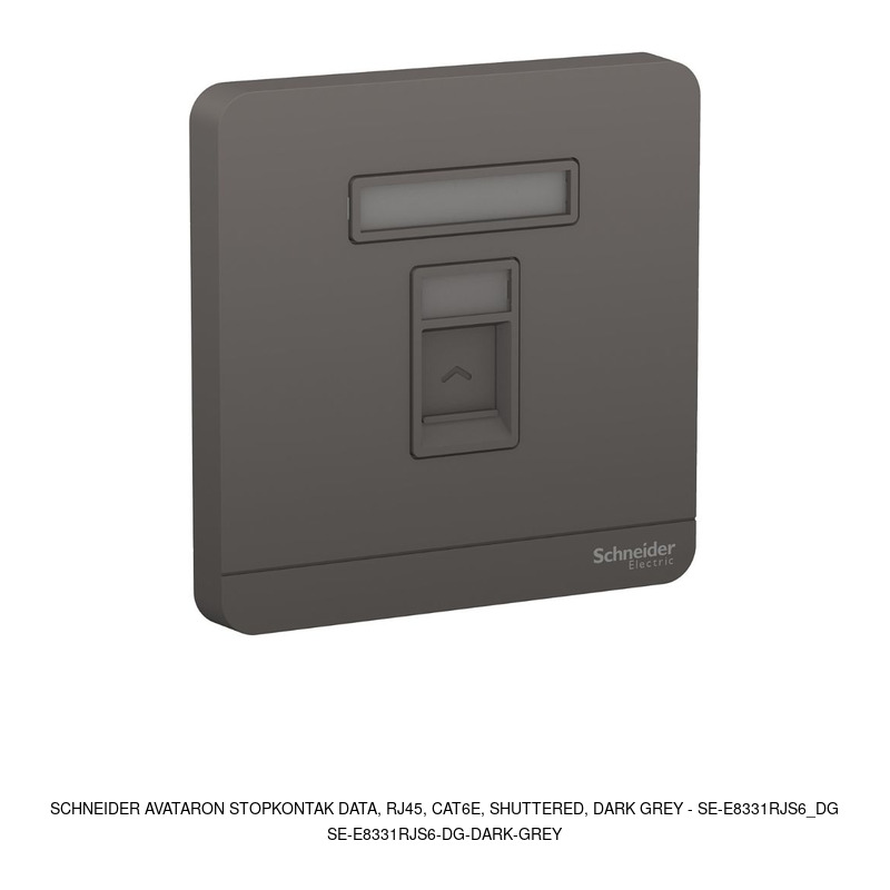 Schneider Electric AvatarOn Stopkontak data, RJ45, cat6e, shuttered, dark grey