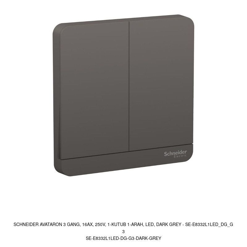 Schneider Electric AvatarOn, 2 Gang, 16AX, 250V, 1 arah, LED, Dark Grey