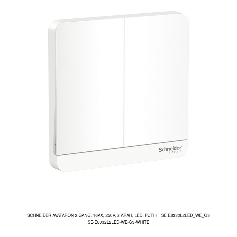 Schneider Electric AvatarOn 2 gang, 16AX, 250V, 2 arah, LED, putih