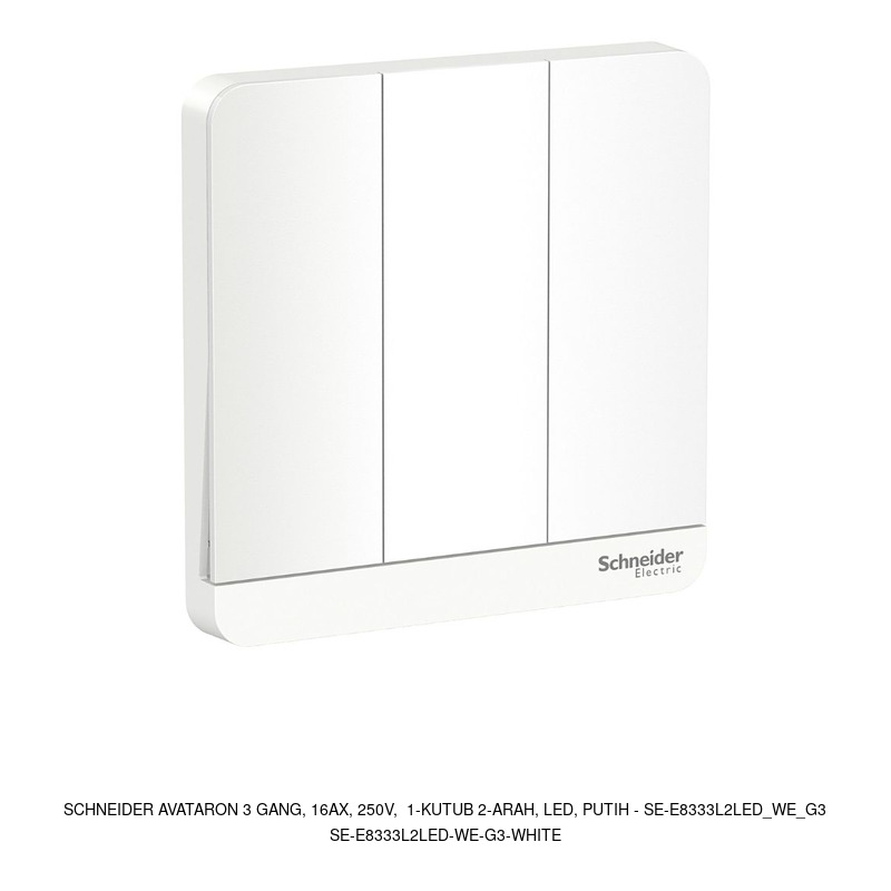 Schneider Electric AvatarOn 3 gang, 16AX, 250V, 1-kutub 2-arah, LED, putih
