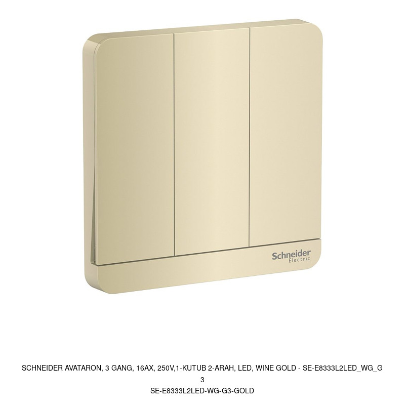 Schneider Electric AvatarOn, 3 gang, 16AX, 250V,1-kutub 2-arah, LED, wine gold