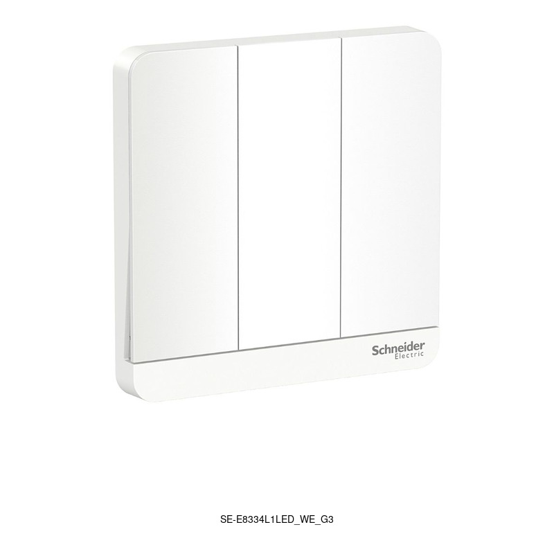 Schneider Electric AvatarOn 4 gang, 16 AX, 250V, 1 arah, LED, terminal kuningan, IP20, putih