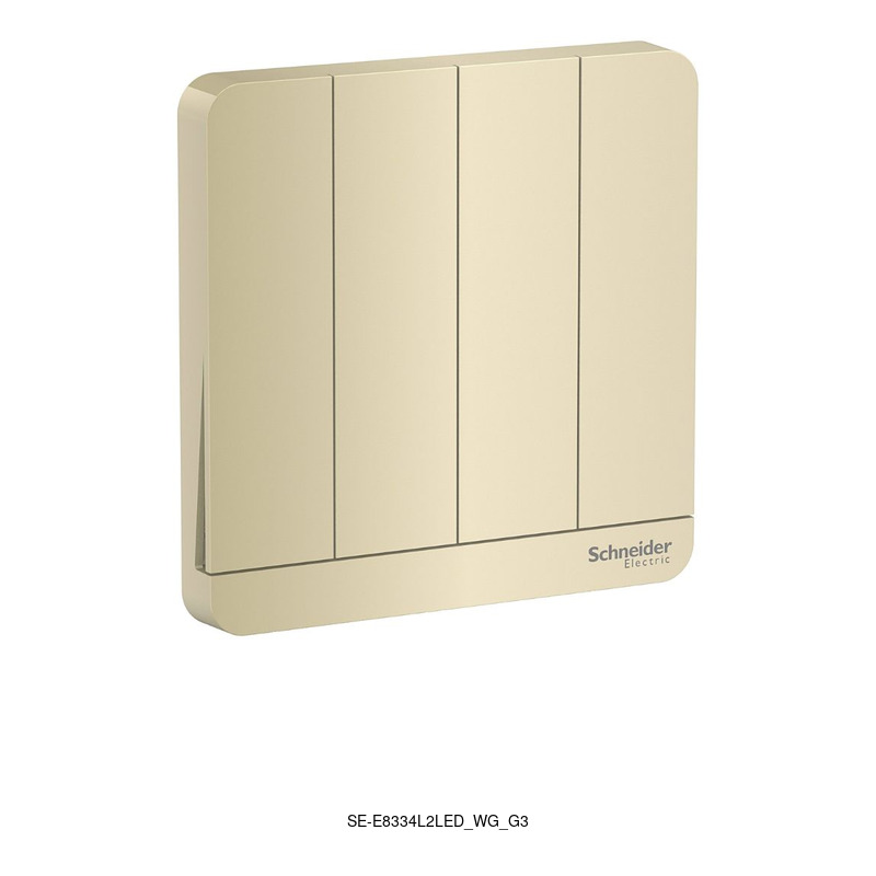 Schneider Electric AvatarOn, 4 gang, 16AX, 250V,1-kutub 2-arah, LED, wine gold