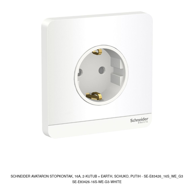 Schneider Electric AvatarOn Stopkontak, 16A, 2-kutub + earth, schuko, putih