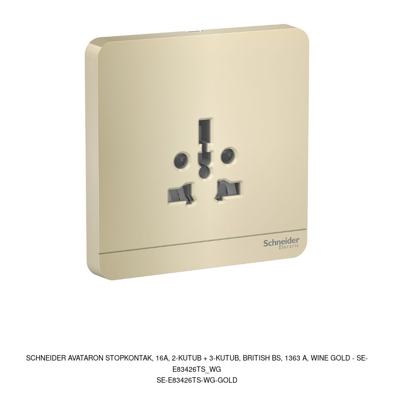 Schneider Electric AvatarOn Stopkontak, 16A, 2-kutub + 3-kutub, british bs, 1363 A, wine gold