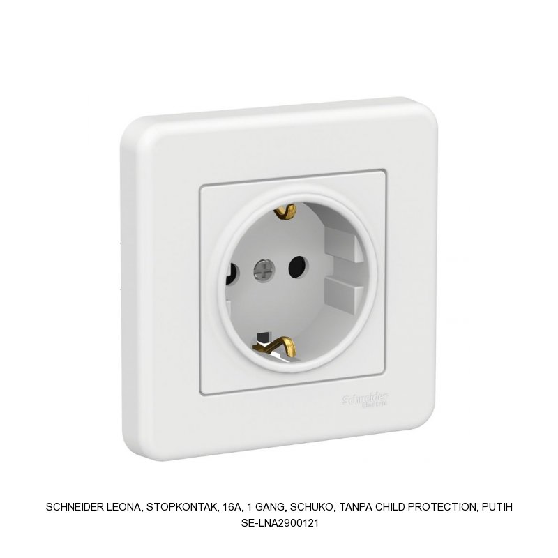 Schneider Electric Leona, Stopkontak, 16A, 1 gang, schuko, tanpa child protection, Putih