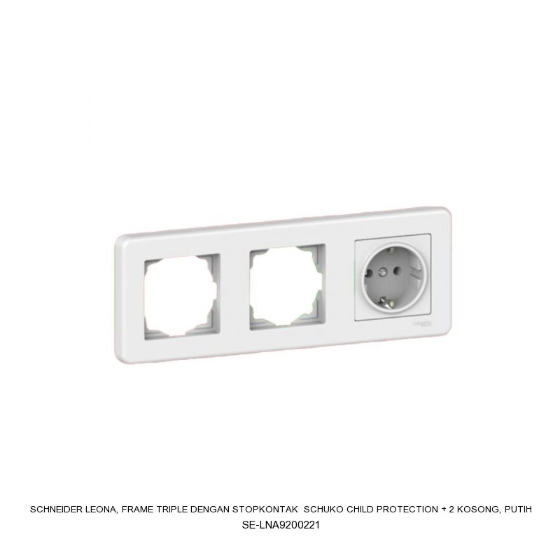 Schneider Electric Leona, Frame triple dengan stopkontak schuko child protection + 2 kosong, putih