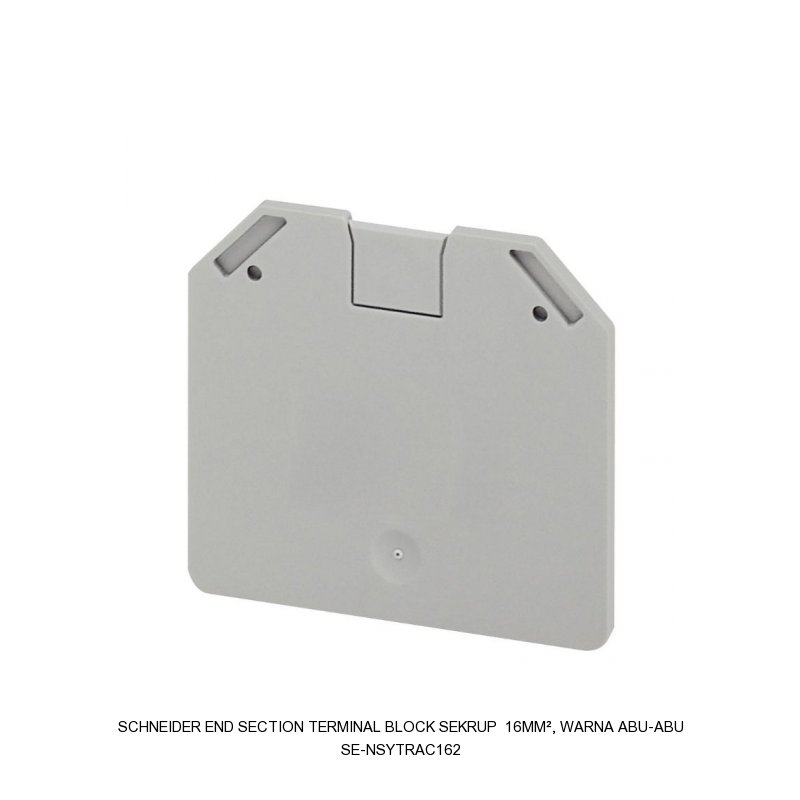 Schneider Electric End section terminal block sekrup 16mm², warna abu-abu