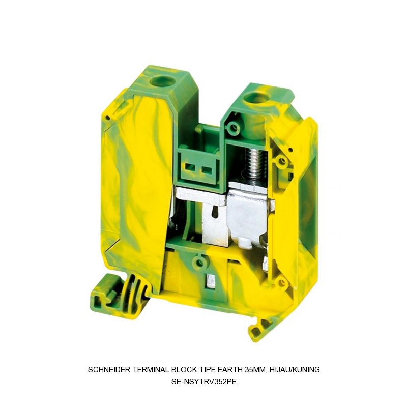 Schneider Electric Terminal block tipe earth 35mm, hijau/kuning
