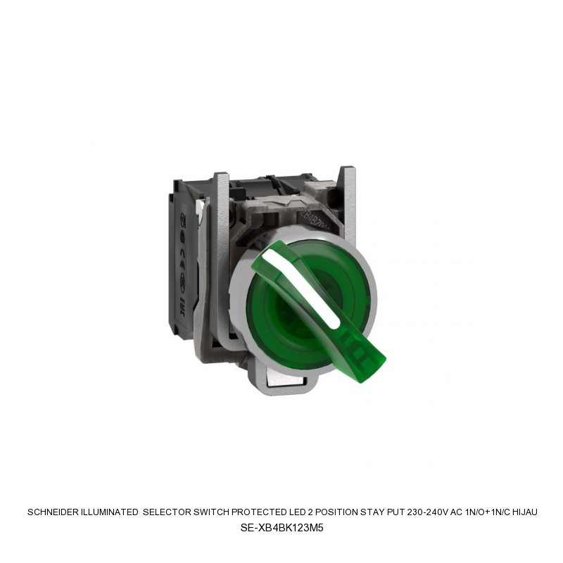 Schneider Electric ILLUMINATED SELECTOR SWITCH Protected LED 2 position stay put 230-240V AC 1N/O+1N/C HIJAU