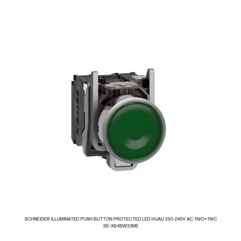 Schneider Electric ILLUMINATED PUSH BUTTON PROTECTED LED HIJAU 230-240V AC 1N/O+1N/C