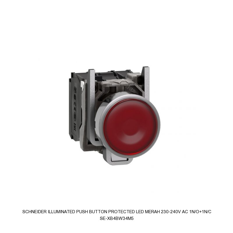 Schneider Electric ILLUMINATED PUSH BUTTON PROTECTED LED MERAH 230-240V AC 1N/O+1N/C
