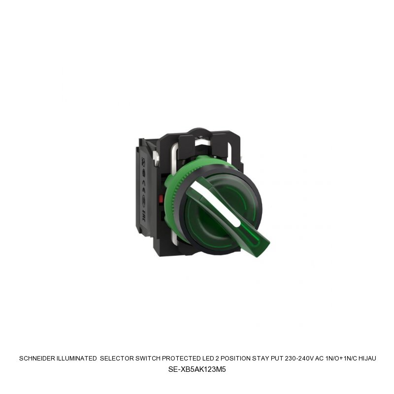 Schneider Electric ILLUMINATED SELECTOR SWITCH Protected LED 2 position stay put 230-240V AC 1N/O+1N/C HIJAU