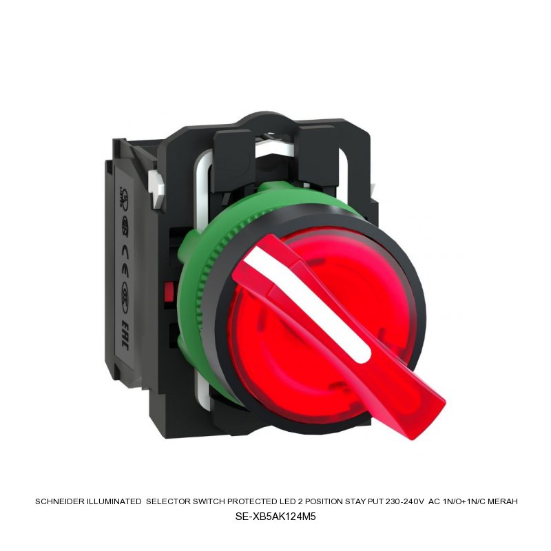 Schneider Electric ILLUMINATED SELECTOR SWITCH Protected LED 2 position stay put 230-240V AC 1N/O+1N/C MERAH