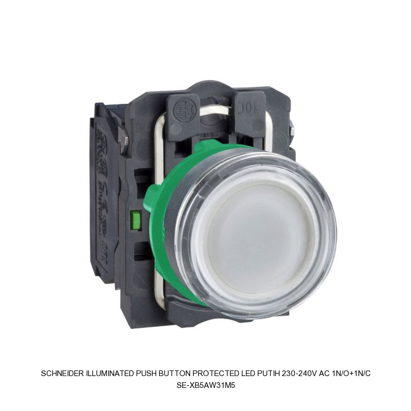 Schneider Electric ILLUMINATED PUSH BUTTON PROTECTED LED PUTIH 230-240V AC 1N/O+1N/C