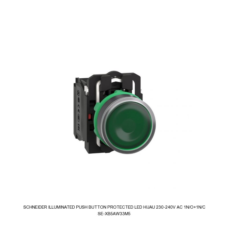Schneider Electric ILLUMINATED PUSH BUTTON PROTECTED LED HIJAU 230-240V AC 1N/O+1N/C
