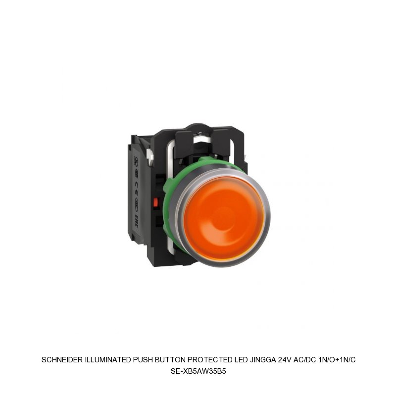 Schneider Electric ILLUMINATED PUSH BUTTON PROTECTED LED JINGGA 24V AC/DC 1N/O+1N/C