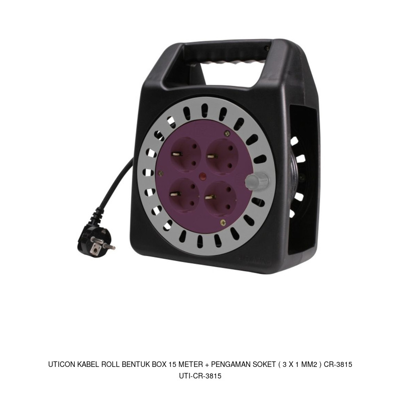 Uticon Uticon Kabel Roll Bentuk Box 15 Meter + Pengaman Soket ( 3 x 1 mm2 ) CR-3815