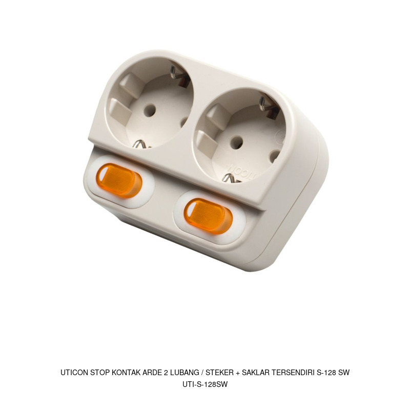 Uticon Uticon Stop Kontak Arde 2 Lubang / Steker + Saklar Tersendiri S-128 SW