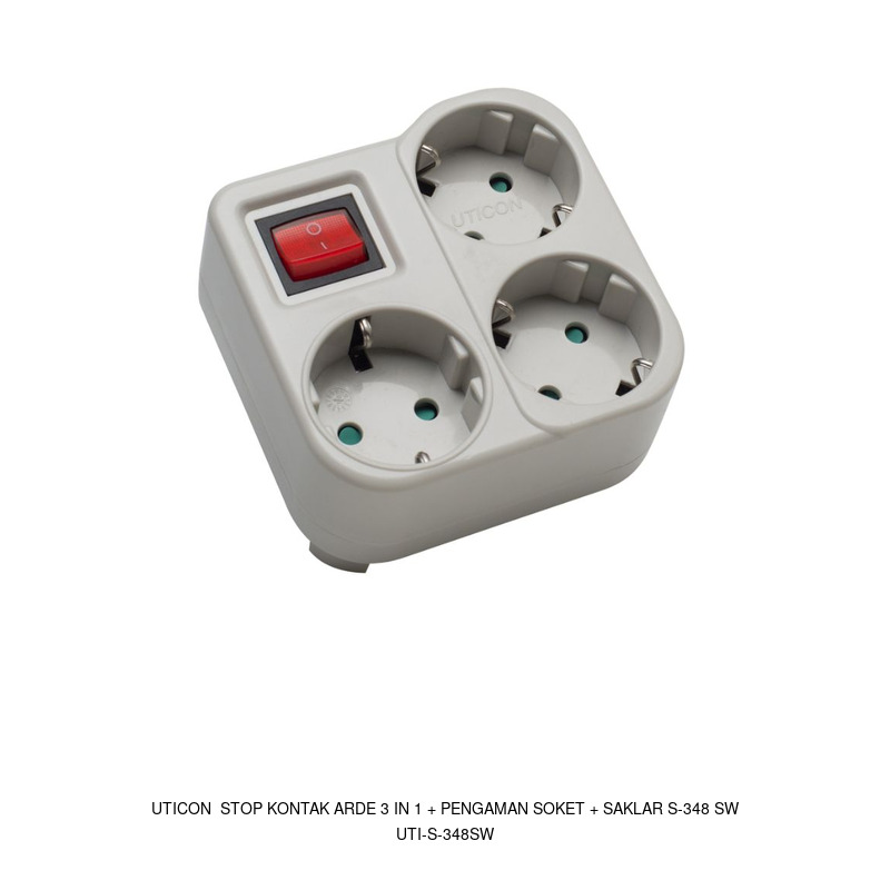 Uticon Uticon Stop Kontak Arde 3 in 1 + Pengaman Soket + Saklar S-348 SW
