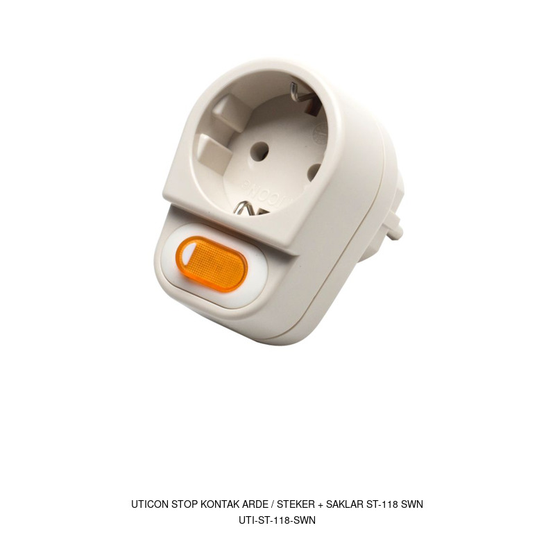 Uticon Uticon Stop Kontak Arde / Steker + Saklar ST-118 SWN