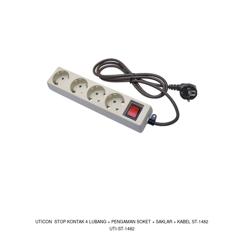 Uticon Uticon Stop Kontak 4 Lubang + Pengaman Soket + Saklar + Kabel ST-1482