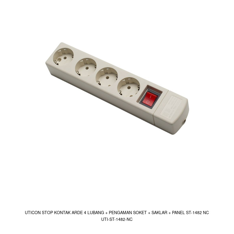 Uticon Uticon Stop Kontak Arde 4 Lubang + Pengaman Soket + Saklar + Panel ST-1482 NC
