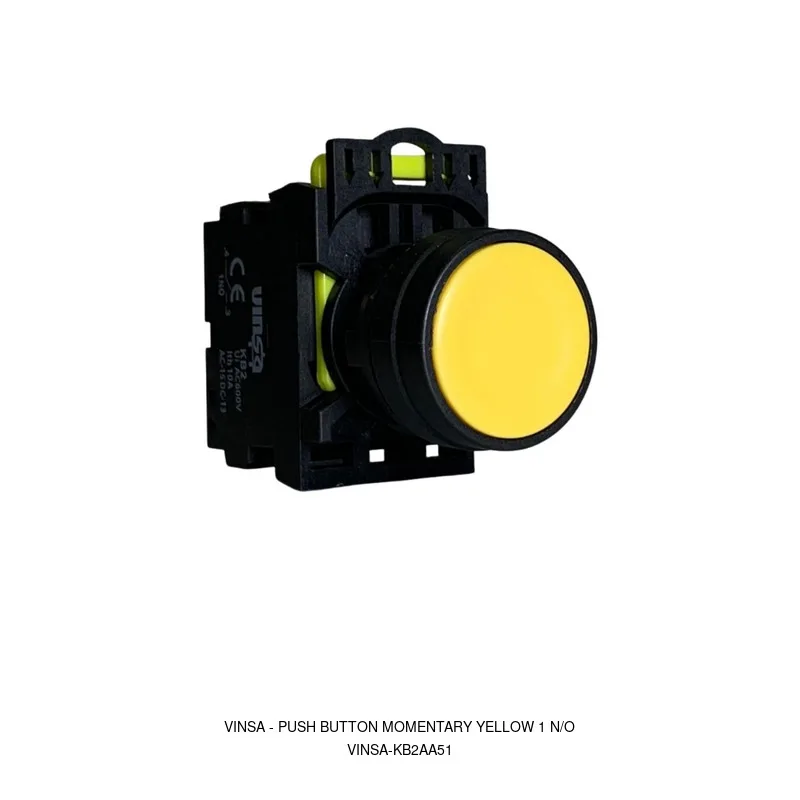 Vinsa Push Button Momentary Yellow 1 N/O