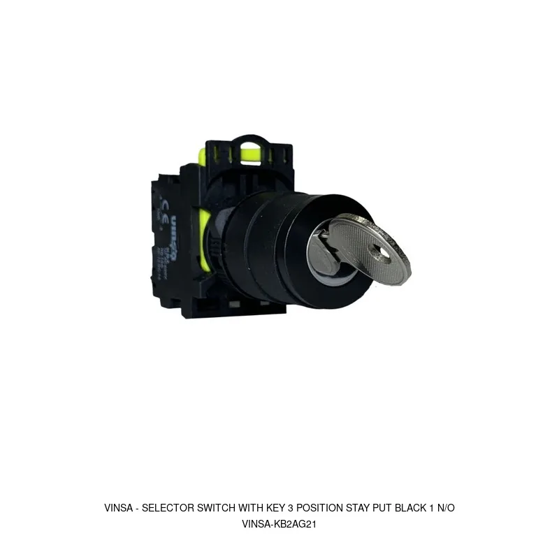 Vinsa Selector Switch With Key 3 Position Stay Put Black 1 N/O