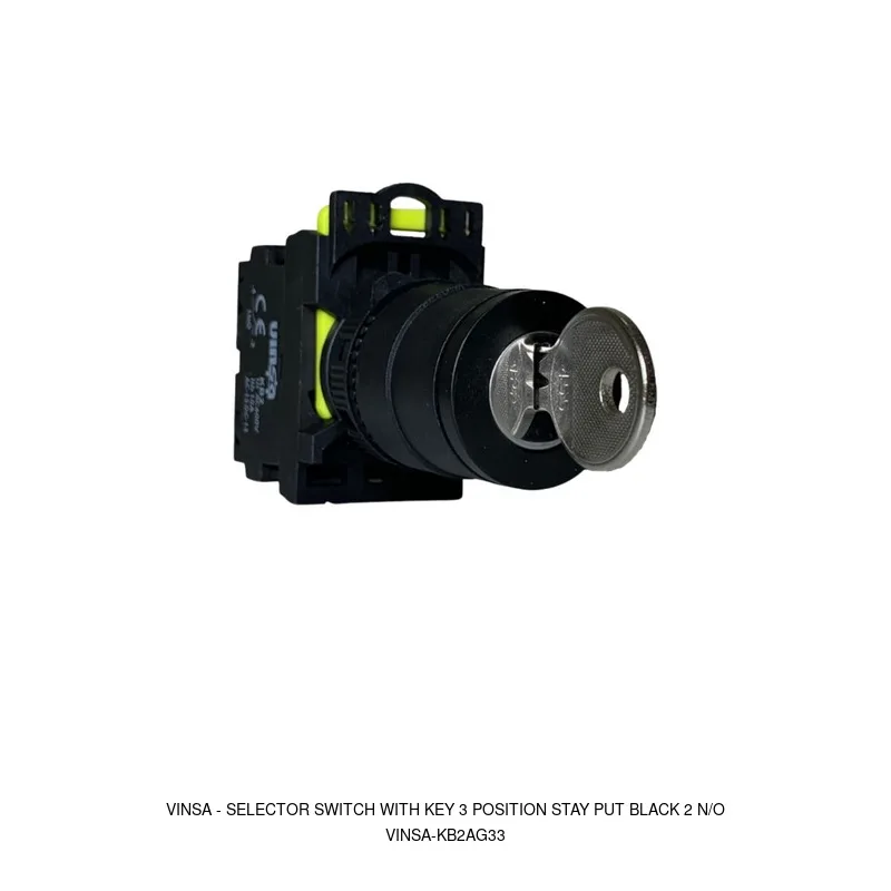 Vinsa Selector Switch With Key 3 Position Stay Put Black 2 N/O