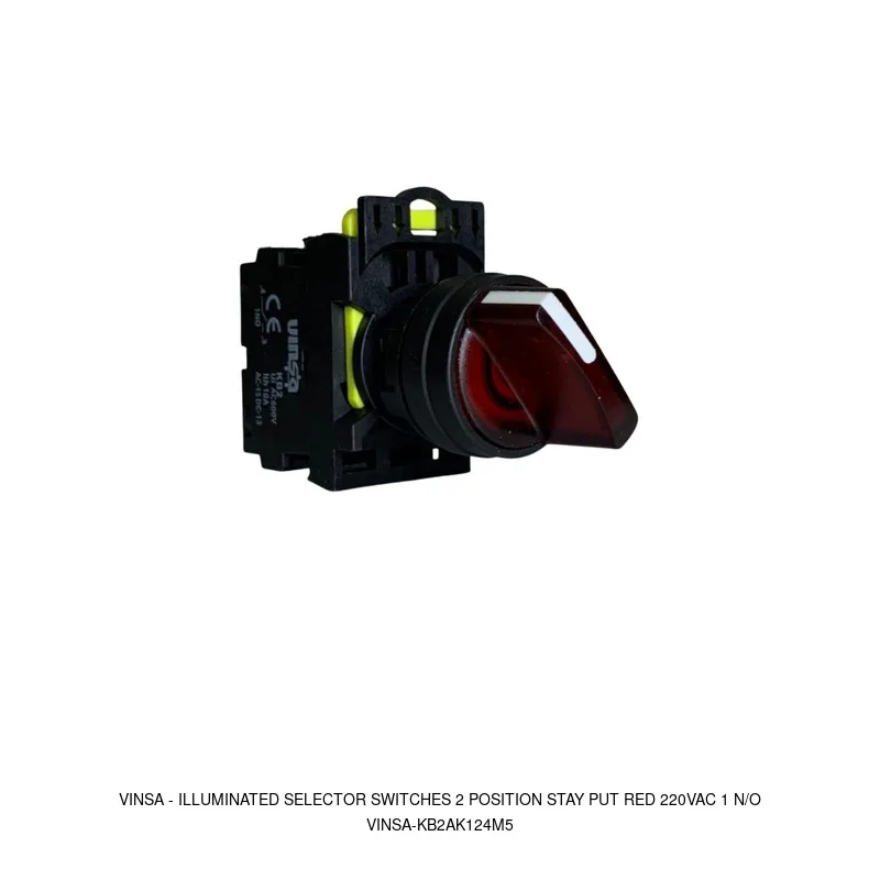 Vinsa Illuminated Selector Switches 2 Position Stay Put Red 220VAC 1 N/O