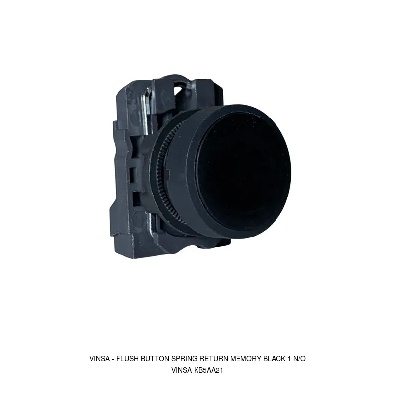 Vinsa Flush Button Spring Return Memory Black 1 N/O
