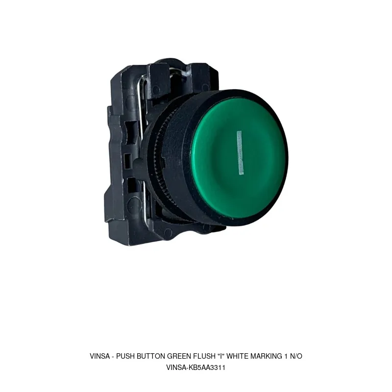 Vinsa Push Button Green Flush "I" White Marking 1 N/O